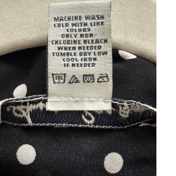 AMERICAN RAG Sz S Black & White Polka Dot Lace Shoulders Button Up Sheer | GUC - Picture 5 of 9